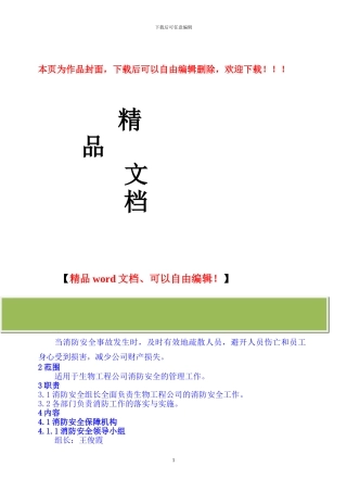 生物工程消防安全应急预案2024