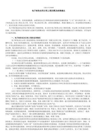 电子政务应用示范工程回顾及政策建议