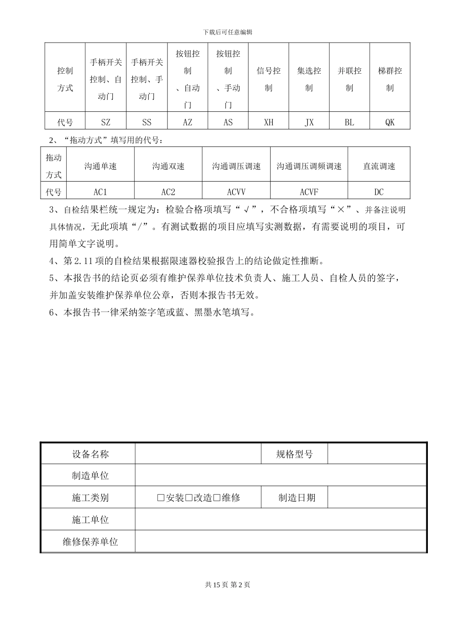 电梯施工自检报告书_第2页