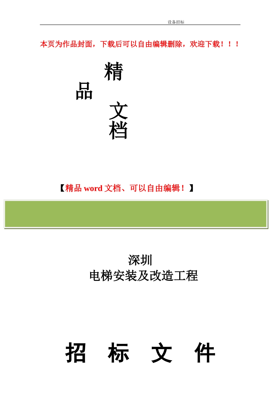 电梯销售安装及改造工程招标文件_第1页