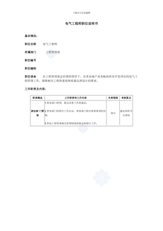 电气工程师职位说明书-secret