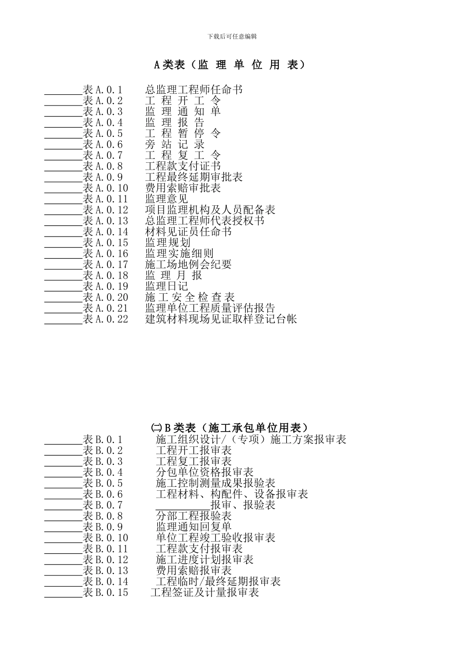 监理及施工单位使用表格_第1页