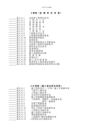监理及施工单位使用表格