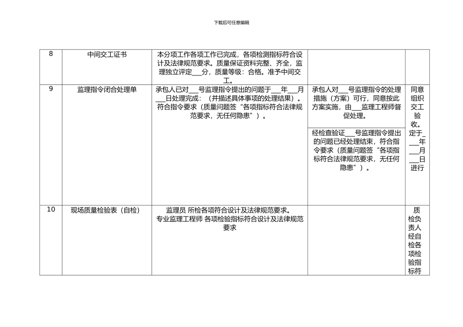 监理资料规范签字表_第2页