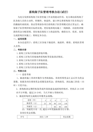 盾构施工管理考核办法