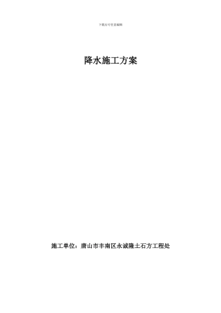 真空井点降水施工方案