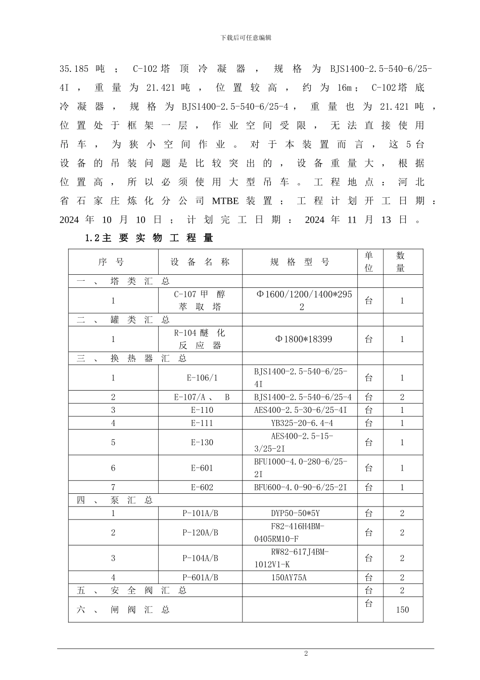 石家庄炼化分公司MTBE改造设备工艺管线安装施工方案_第2页
