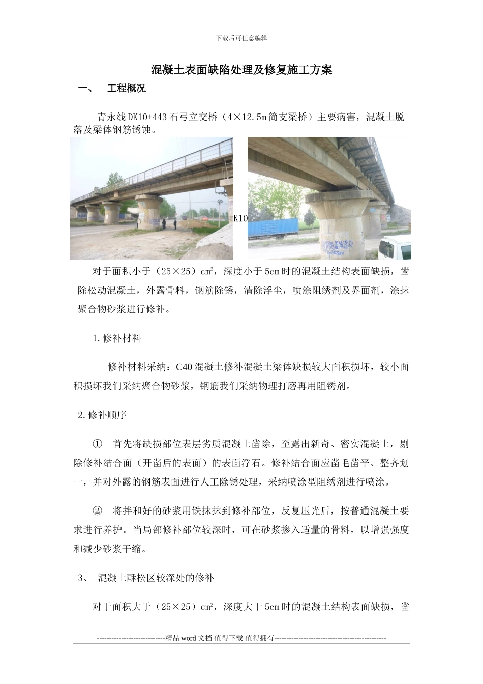 石拱桥修补施工方案_第1页