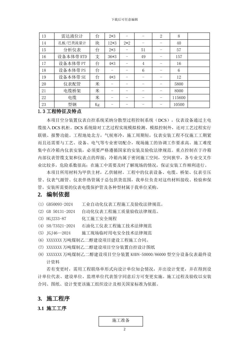 空分装置-自控仪表施工方案_第2页