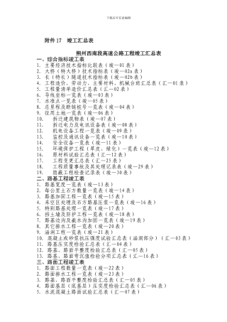 竣工汇总表及原材汇总表