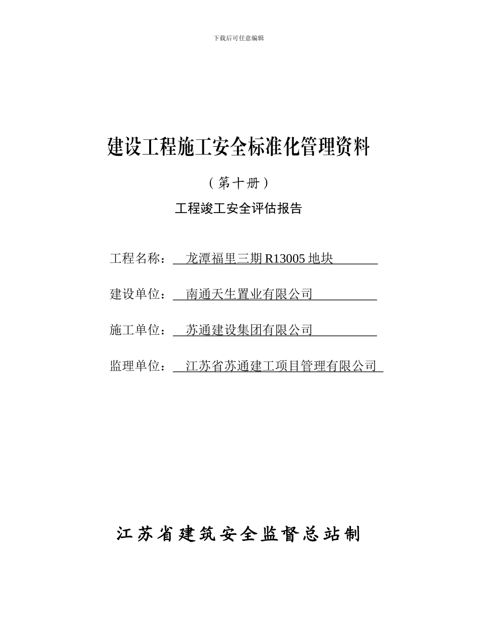 第十册工程竣工安全评估报告_第1页