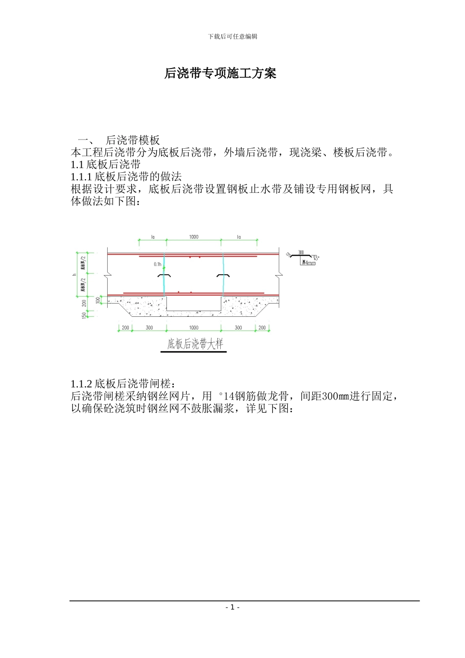 筏板基础后浇带专项施工方案_第1页