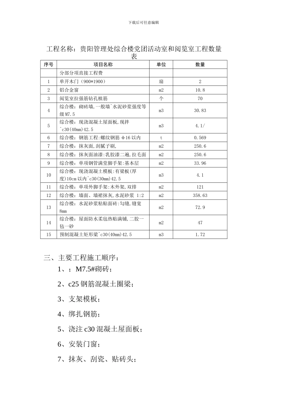 管理处综合楼砌筑闲置空间为党团活动室和阅览室工程施工方案_第2页
