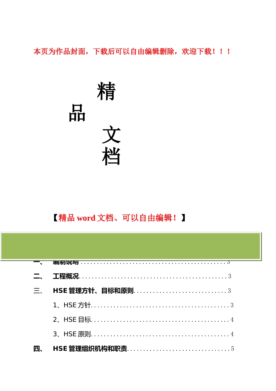 管线工程HSE计划书_第1页