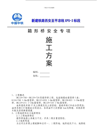 箱桥安全专项施工方案