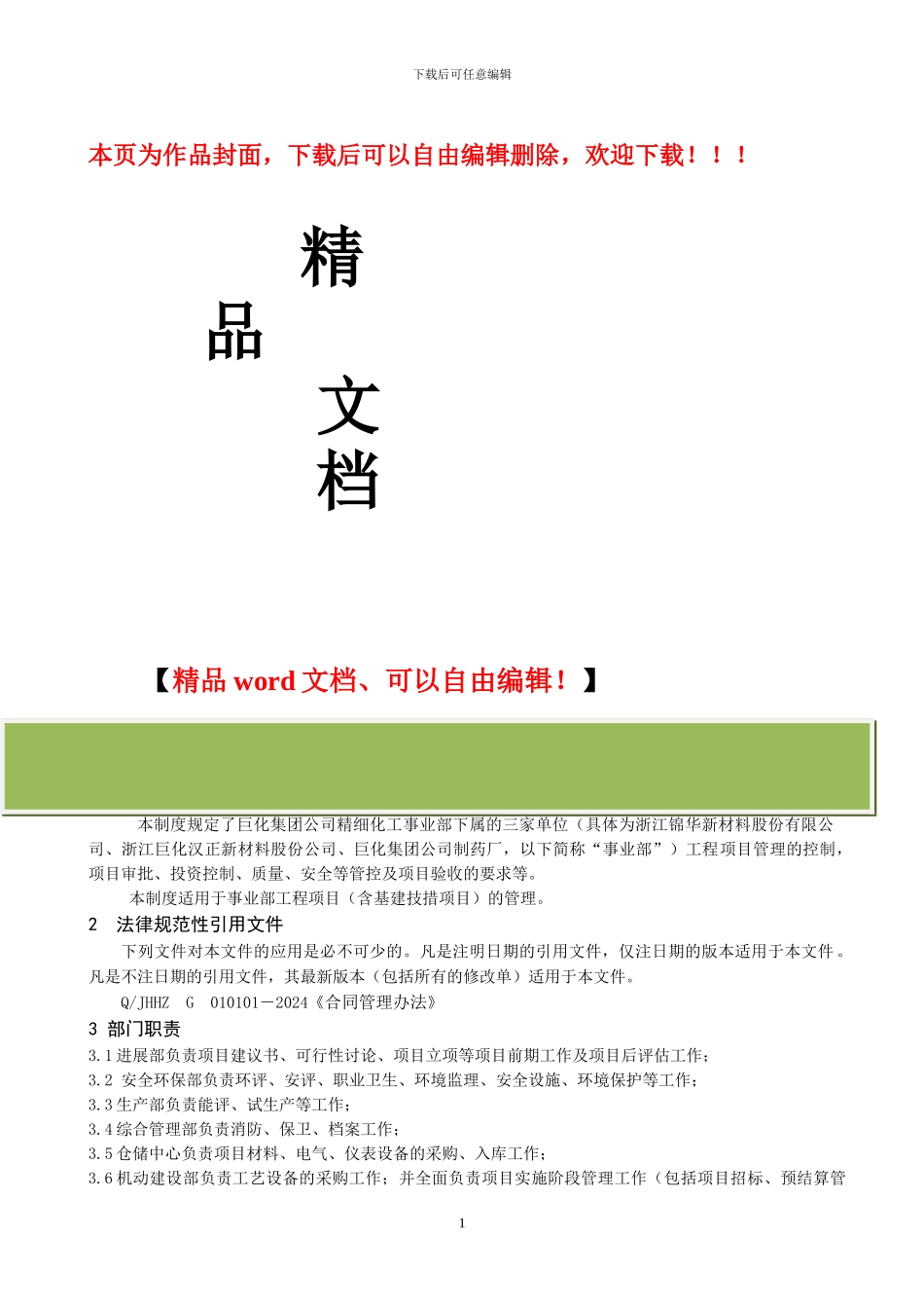 精细化工事业部工程项目管理制度2024_第1页