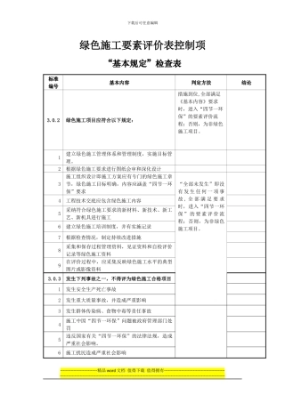 绿色施工要素评价表控制项