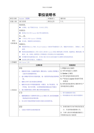 职位说明书-Layout工程师