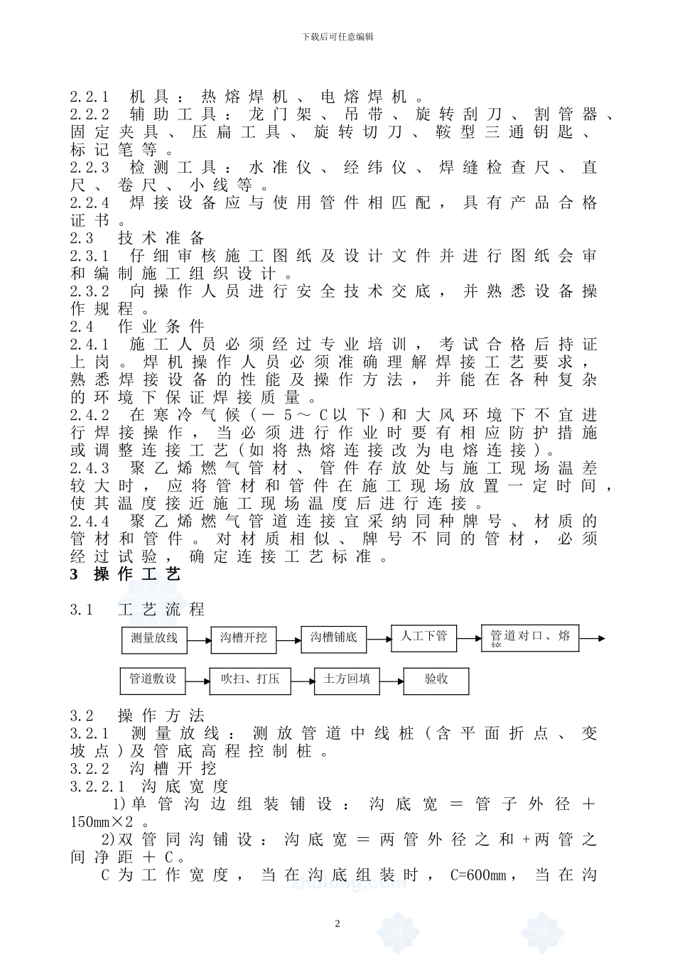 聚乙烯燃气管安装施工工艺标准-secret_第2页