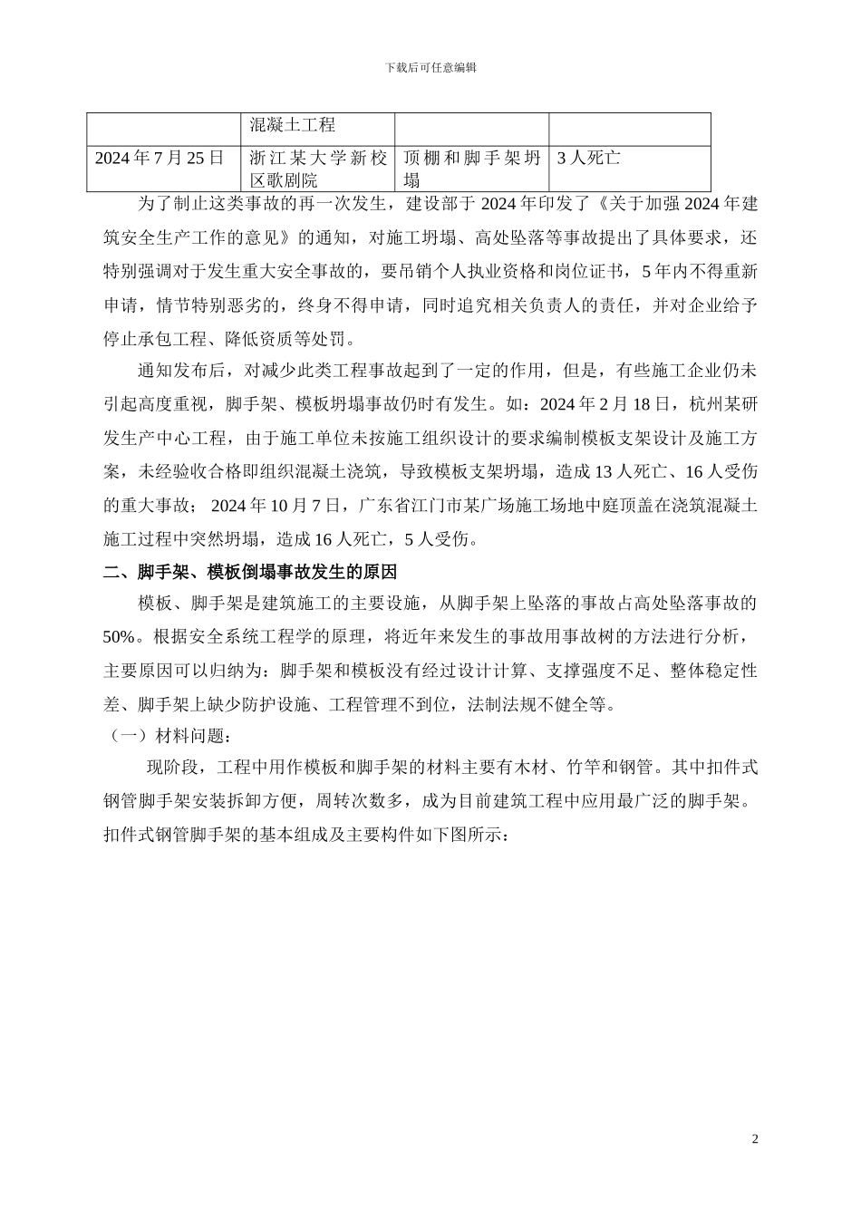 脚手架--模板工程安全事故原因分析及预防措施_第2页