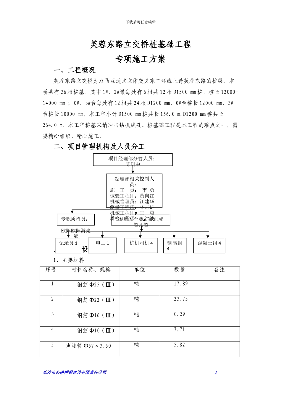 芙蓉东路立交桥桩基础专项施工方案_第1页