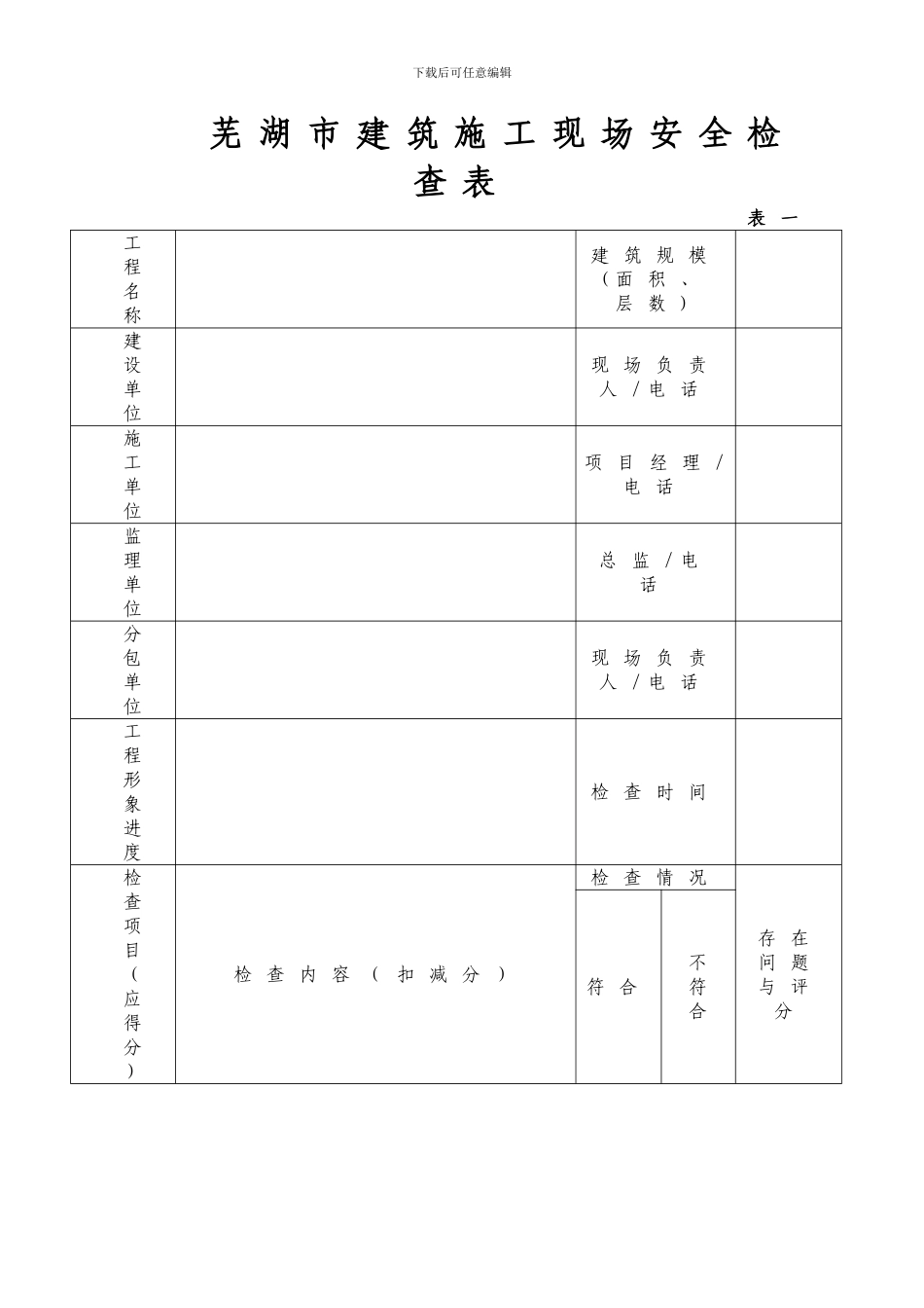 芜湖市建筑施工现场安全检查表_第2页