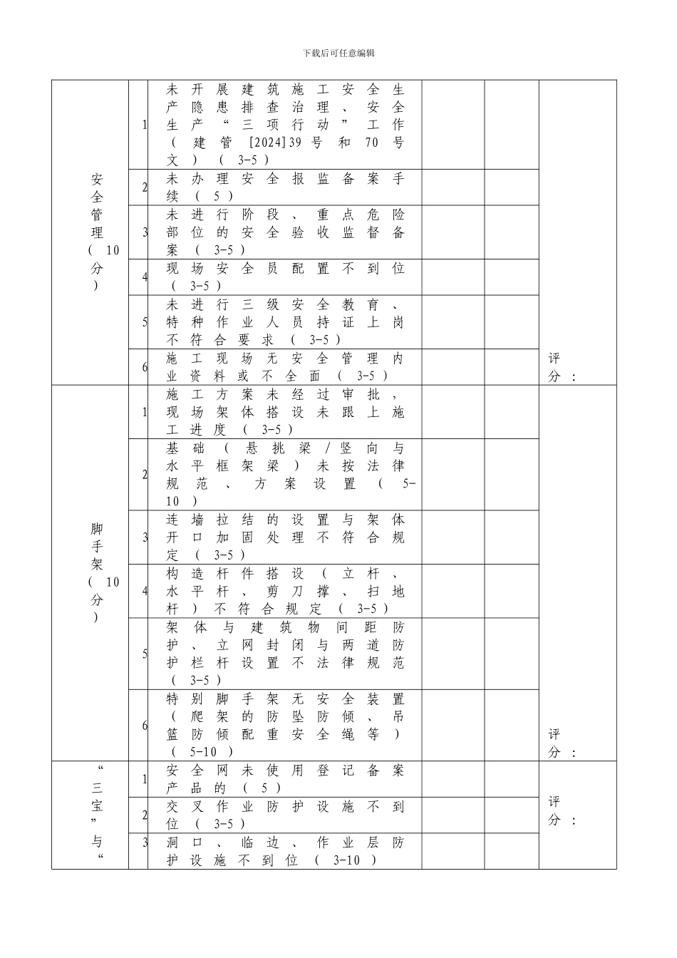 芜湖市建筑施工现场安全检查表_第3页