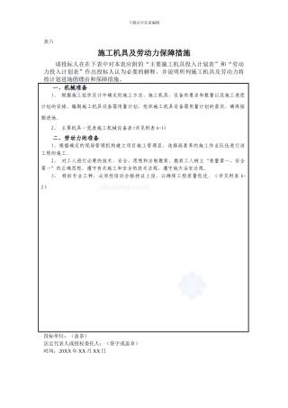 表6施工机具及劳动力保障措施-secret