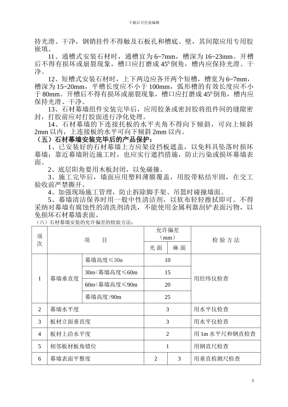 裙楼外墙干挂石施工方案_第3页