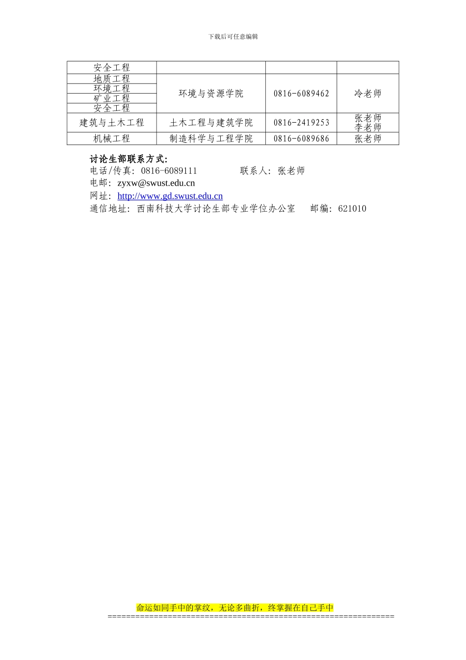 西南科技大学2024年在职攻读工程硕士专业学位研究生招生简章_第3页