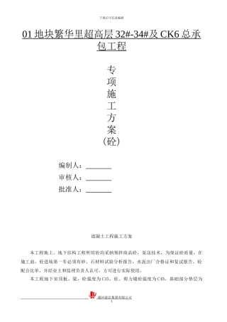 超高层砼专项施工方案