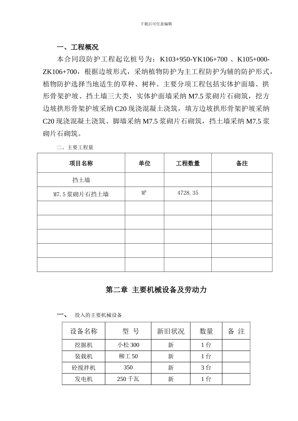 路基挡土墙防护工程开工报告、施工方案_第2页