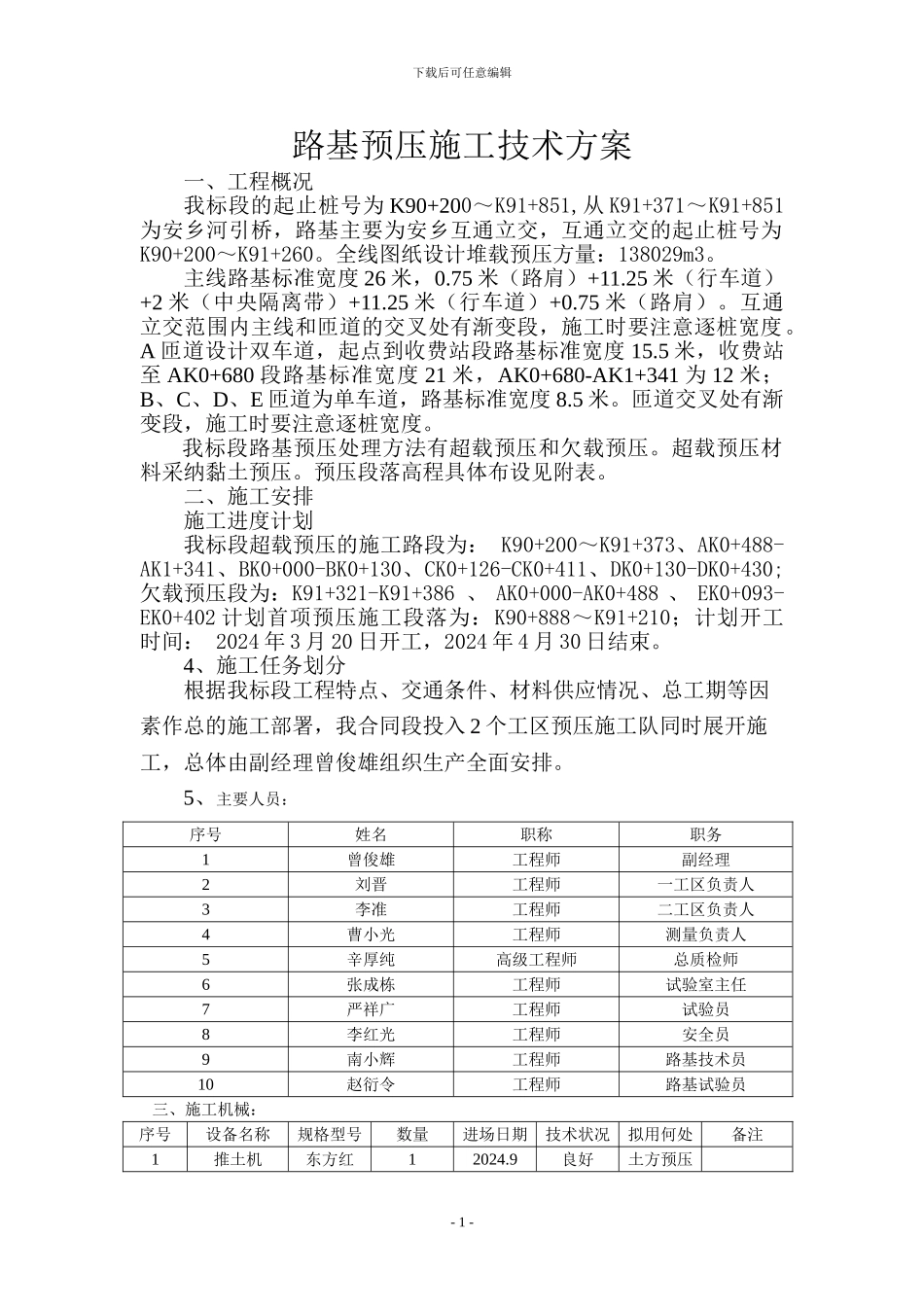 路基预压施工技术方案_第1页