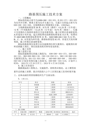 路基预压施工技术方案