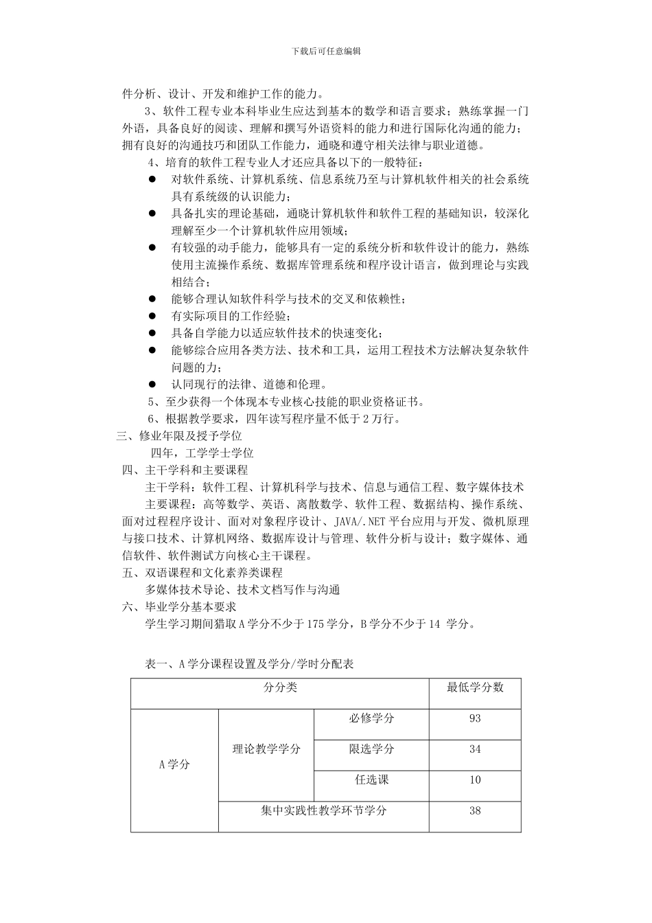 软件工程专业培养方案_第2页