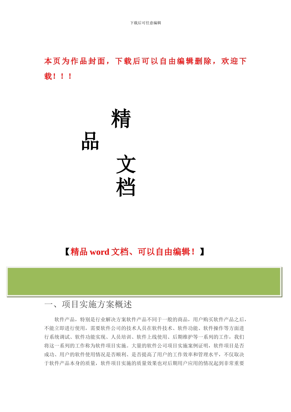 软件项目施工方案通用版-免费_第1页