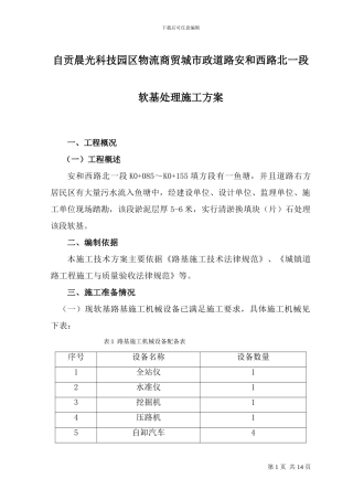 软土路基换填大片石施工方案
