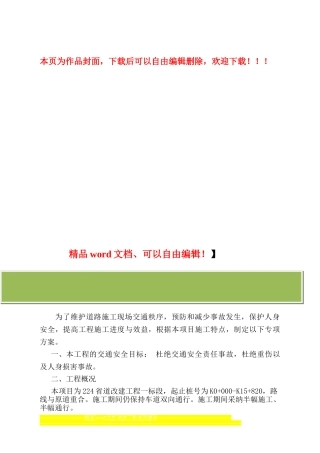 边通车边施工路段现场交通维护专项方案