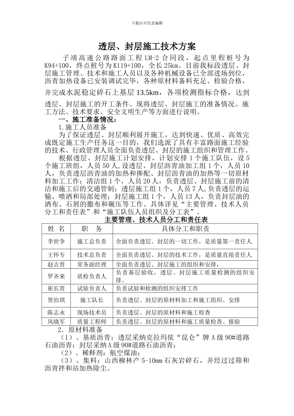 透层油施工技术方案_第1页