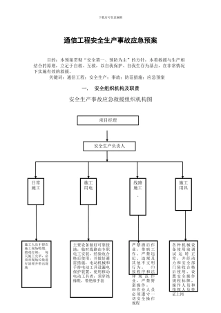 通信工程安全生产事故应急预案