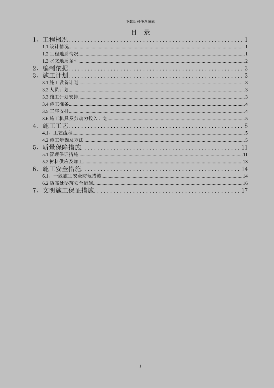 通泰。米兰风尚人工挖孔桩施工方案_第1页