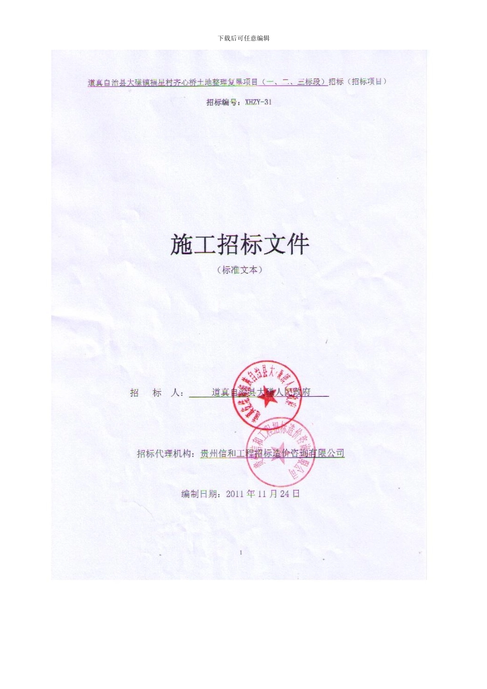 道真施工招标文件_第1页