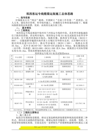 郑西客运专线箱梁运架施工总体思路