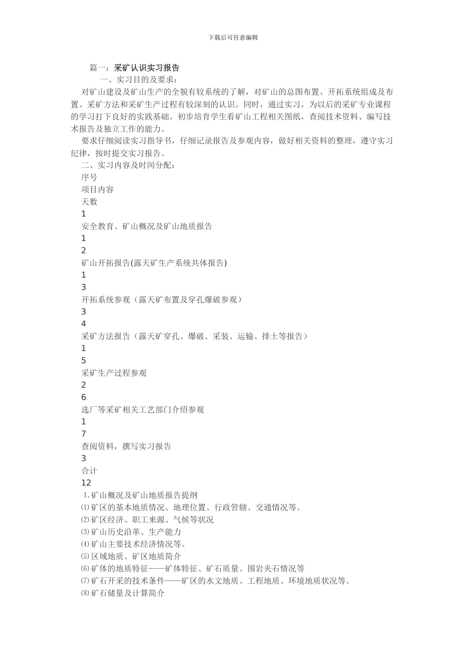 采矿工程认识实习报告_第1页