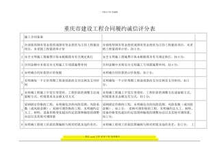 重庆市建设工程合同履约诚信评分表