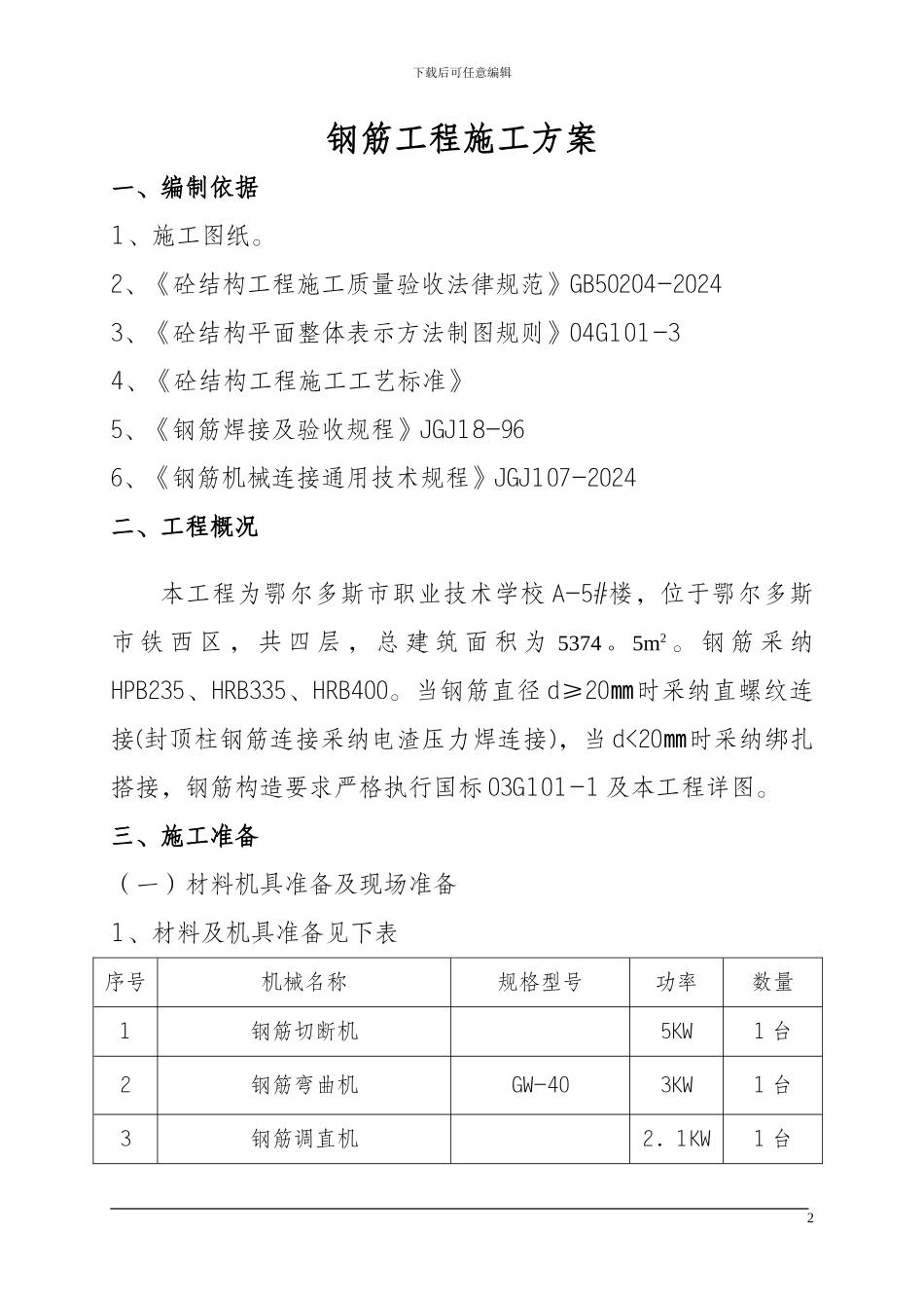 钢筋工程施工方案(已打)_第2页