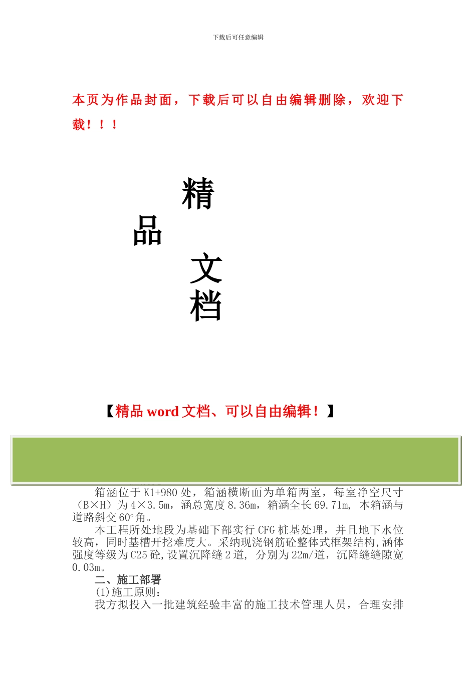 钢筋混凝土箱涵专项施工方案_第1页