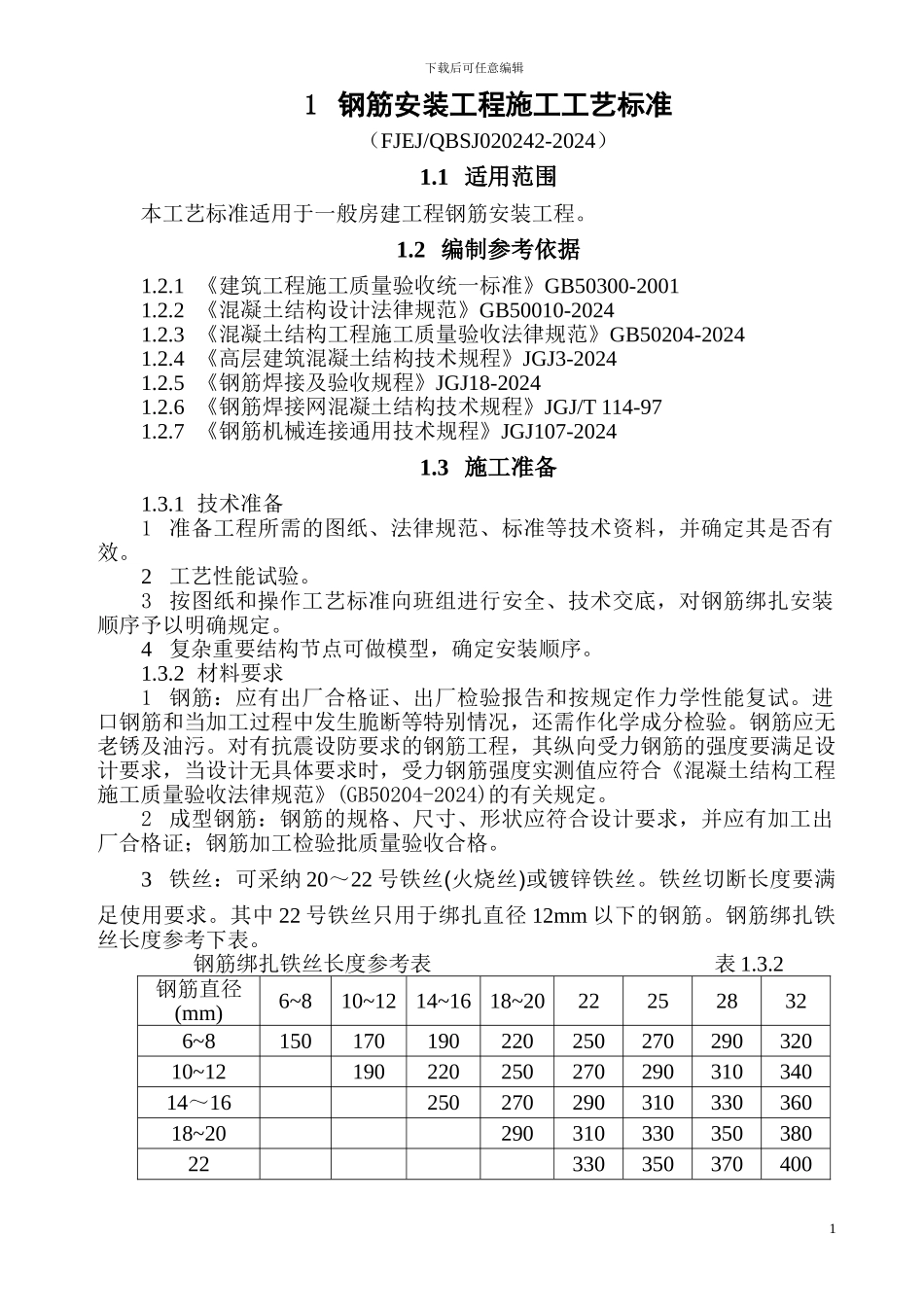 钢筋绑扎工程施工工艺标准_第1页
