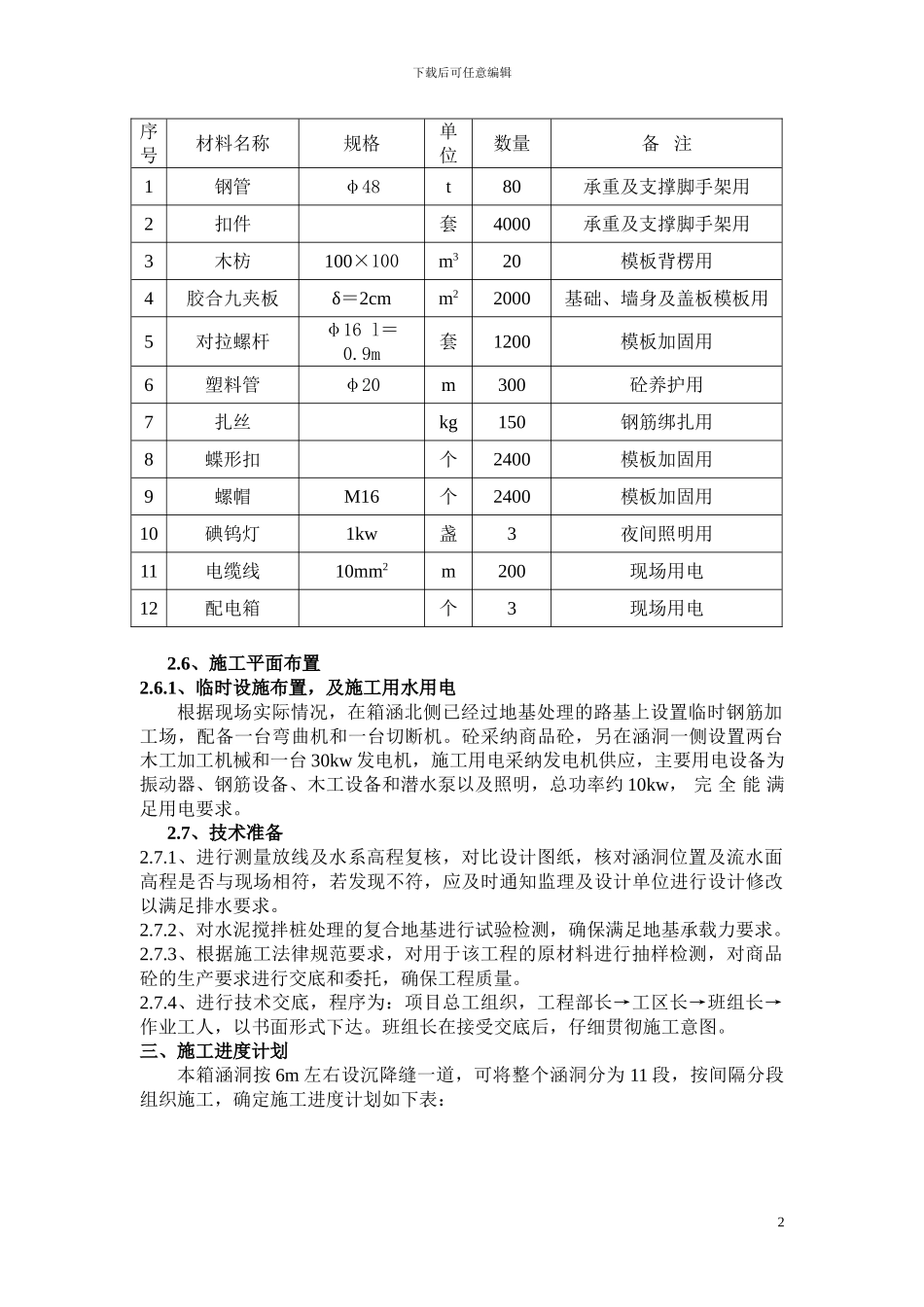 钢筋砼箱涵施工方案_第2页