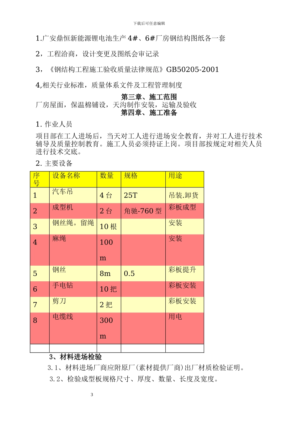 钢结构屋面彩板安装施工方案_第3页